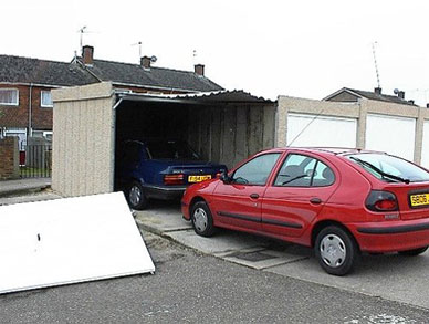 Damaged concrete garage in Reading